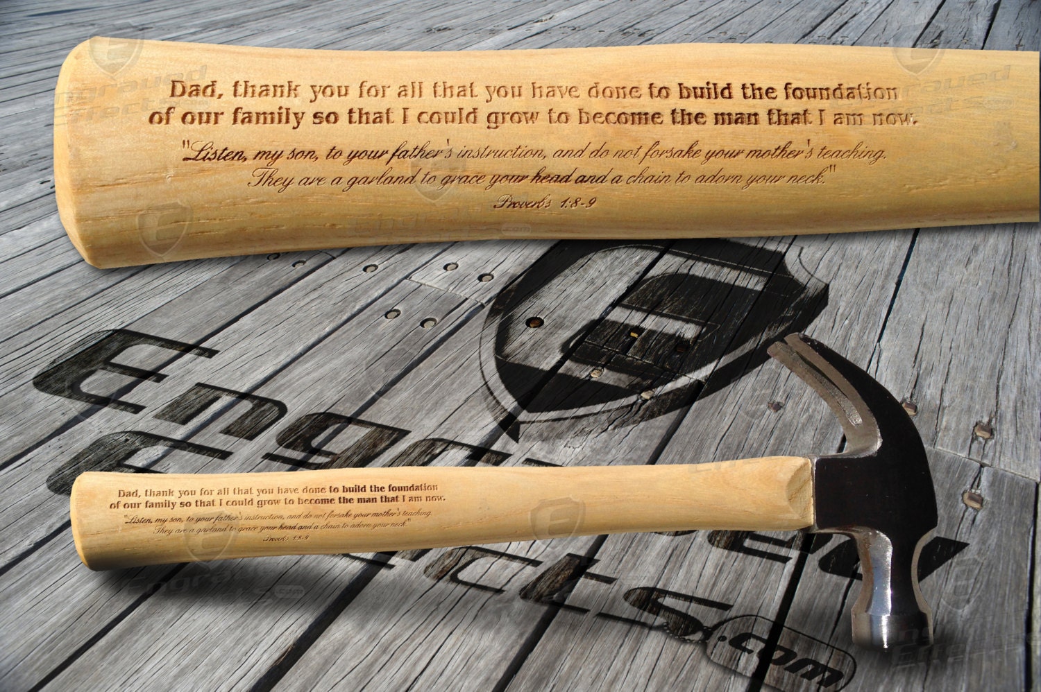Engraved Thank You Dad Hammer with Bible Verse Fathers Day