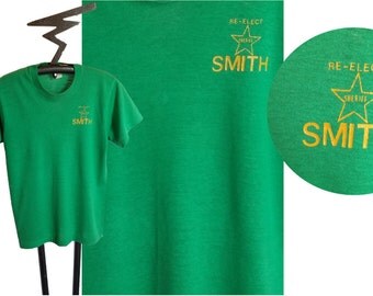 80's vintage SCREEN STARS Re - elect Sheriff SMITH t shirt, size medium