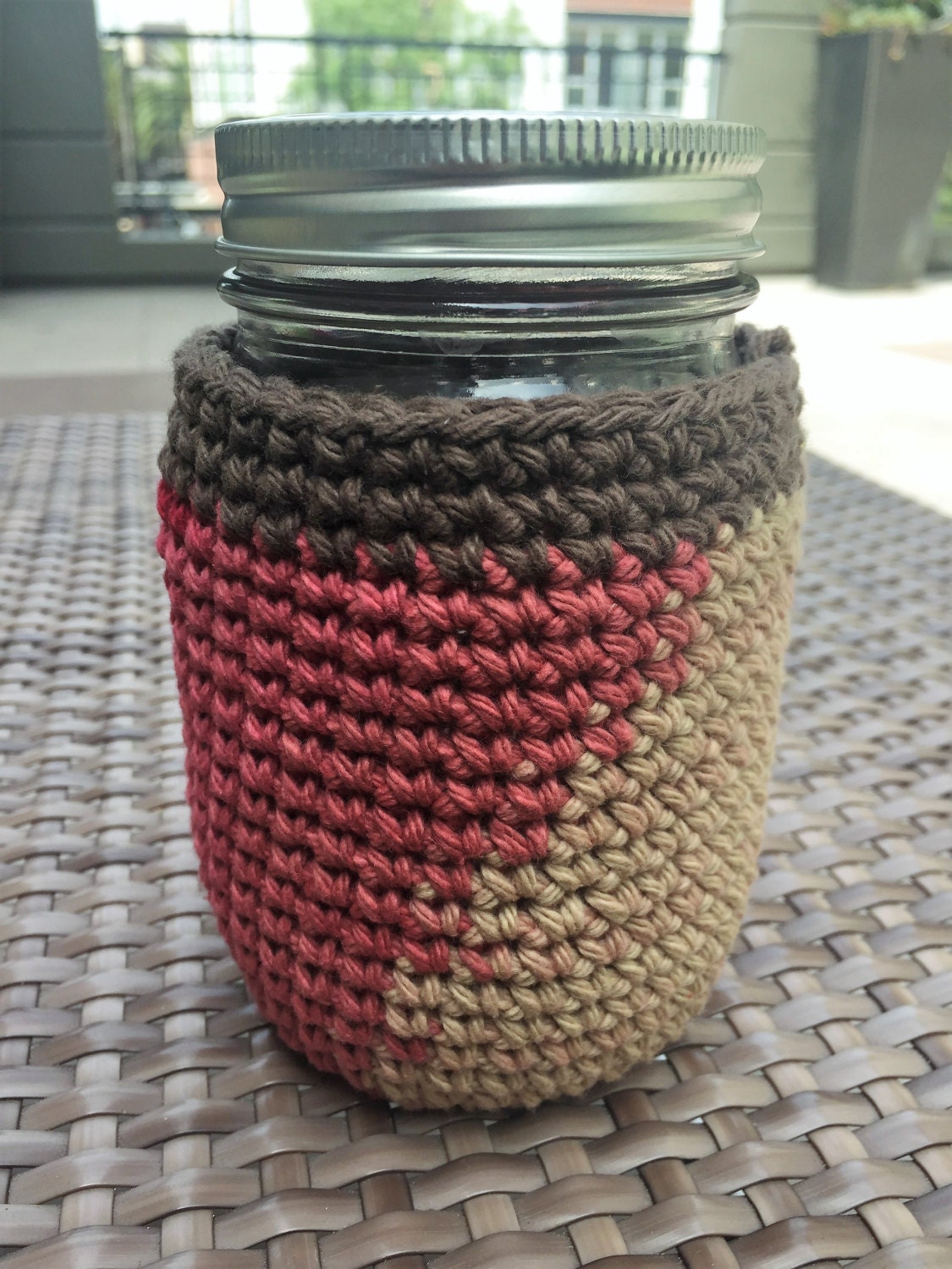 Crochet Mason Jar Cozy Pint Sized Jar Cover Cotton