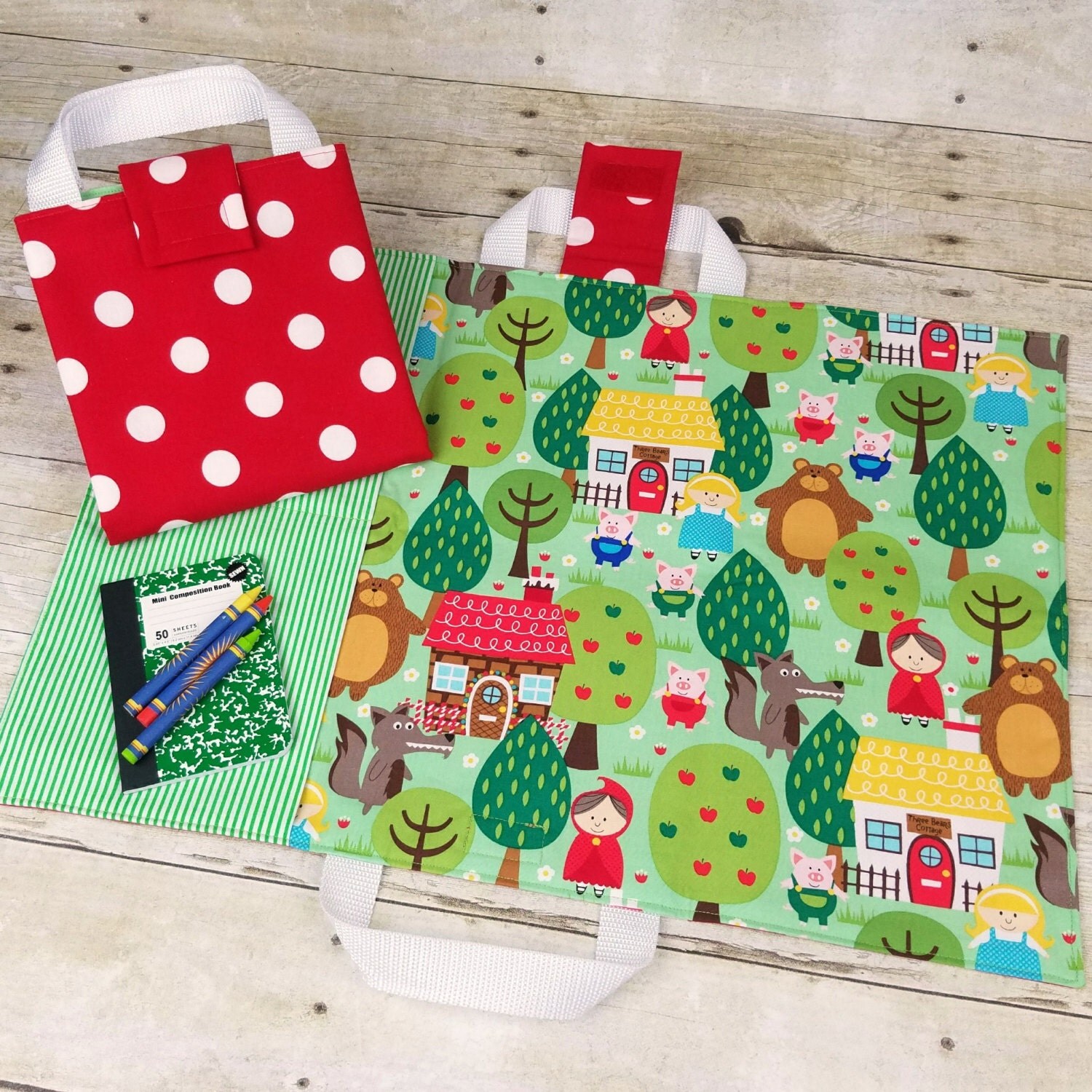Kids Toy Tote Bag Travel Fold Up Play Mat for Birthday Gift