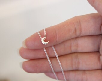 Tiny moon necklace, sterling silver necklace, moon and star, delicate necklace, dainty necklace, I love you to the moon, sister gift