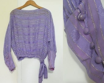 1970s Lavender Dolman Sleeve Blouse