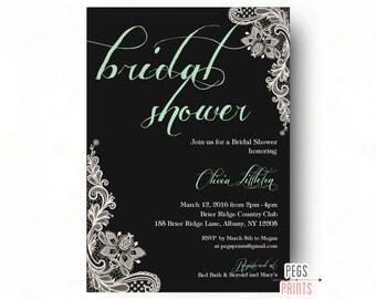 Lace Bridal Shower Invitation - Mint Bridal Shower Invitation Printable - Bridal Invitations - Mint Green Bridal Shower Invitation Printable