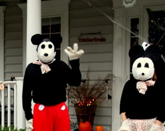 1930 Style Handmade Mickey and Minnie Mouse Costumes, Couple Costume, Instant Costume, Disney Dress Up, Spooky, Halloween, OOAK WTH-887