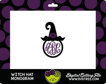 Witch SVG Witch Hat SVG Monogram Halloween SVG Commercial Free Cricut Files Silhouette Files Digital Cut Files svg cut files