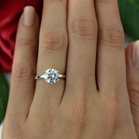 classic simple solitaire diamond engagement rings square cut