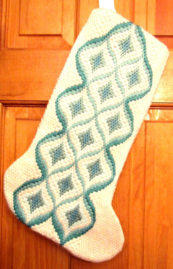 Christmas stocking needlepoint traditional bargello pattern