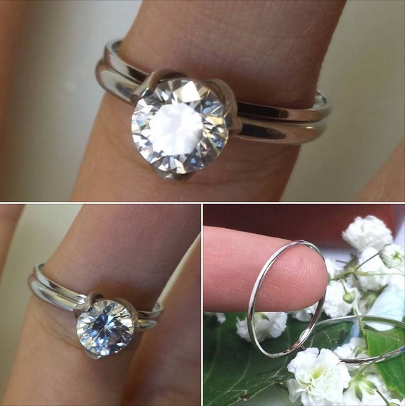 Platinum wedding spacer ring 950 platinum by FormonteJewellery