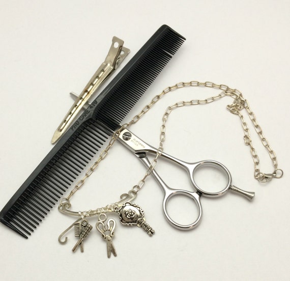 Hairstylist Necklace Hair Stylist Charm by BeadBrainDesigns