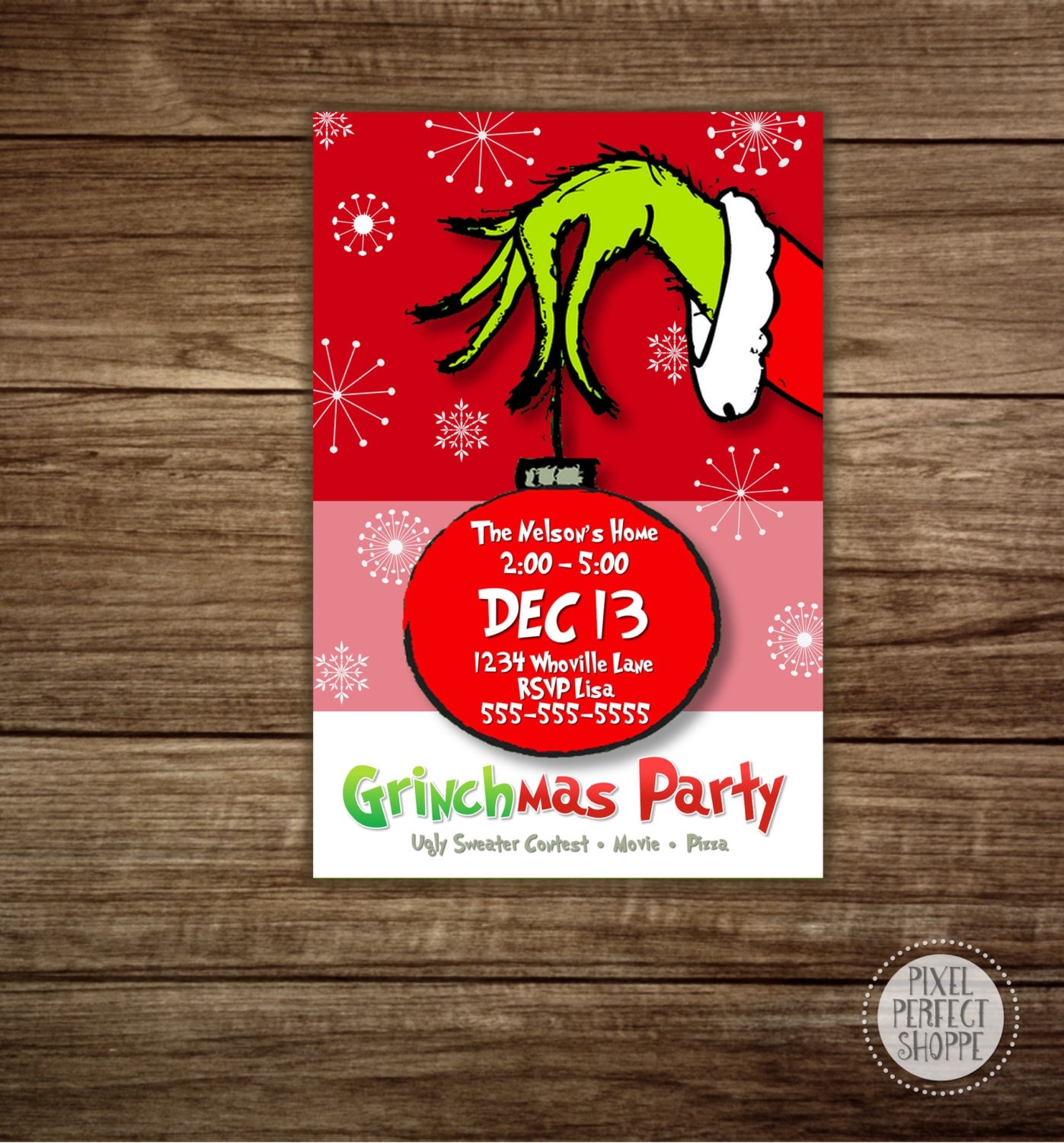 Christmas Party Invitations Grinch Party by