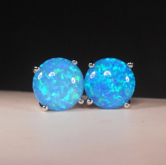 Blue Fire Opal Stud EarringsNatural Blue by MysticMountainJewels