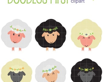 Flock Of Sheep Digital Clip Art for Scrapbooking Card Making Cupcake Toppers Paper Crafts
