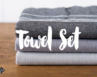 S A L E, Basic Turkish Towel, Peshtemal, Black, Dark Gray, Gray Hammam Towel