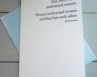 Ron Swanson Parks and Recreation Women Hate Each Other Quote Letterpress Greeting Card Blank Inside