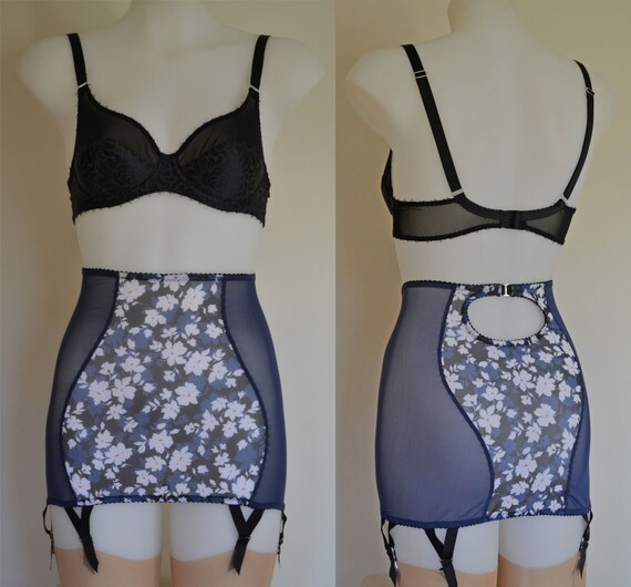 Longline Open Bottom Roll On Girdle Blue by PipAndPantalaimon