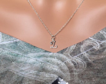 Sterling Silver Cursive Z Initial Necklace, Z Letter Necklace, Cursive Z Initial Necklace, Silver Z Letter Necklace, Z Letter Necklace