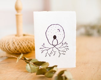 Card made from recycled handmade paper with Cave design by Cliffwatcher