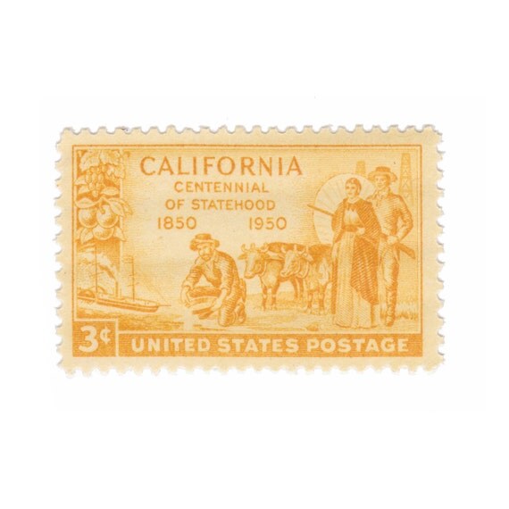 10 Unused Vintage Postage Stamps 1950 3c California