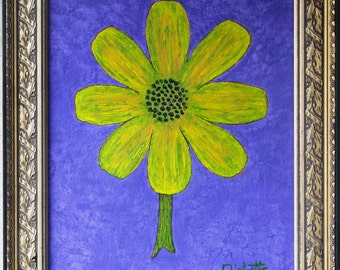 FLOWER ON VIOLET Original Painting Framed 14x17 No. 564