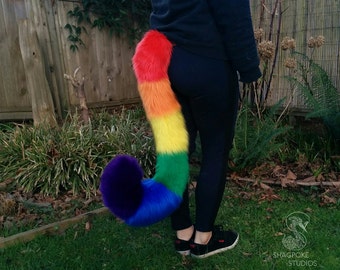 Rainbow Domestic Cat Costume Tail