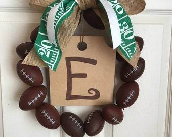 Football wreath with initial