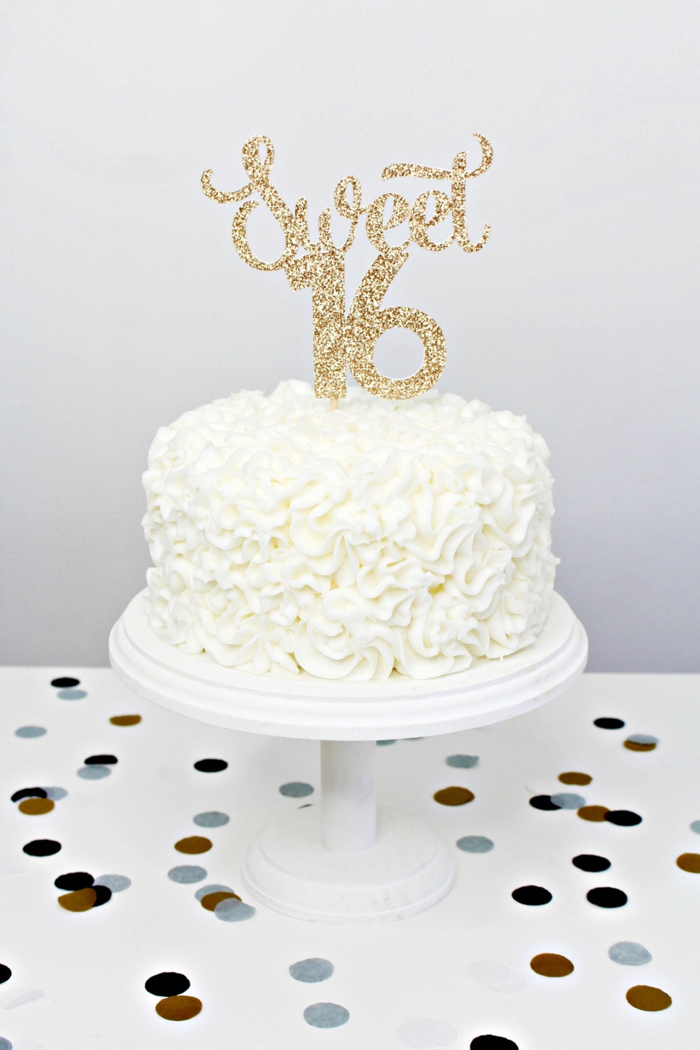 Download Glitter Sweet 16 Cake Topper Handmade Cake Topper Gold