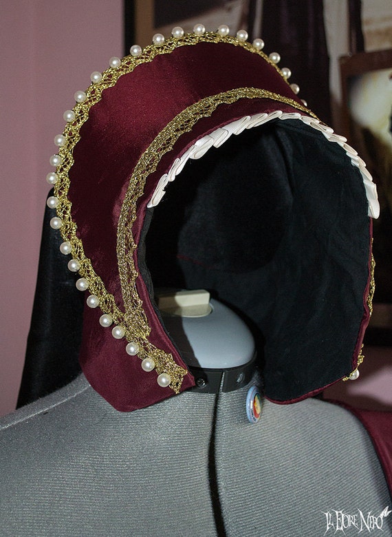 10% Off Custom Made Tudor French Hood With Pearls And Trims