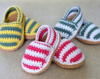 PDF PATTERN Stripy Espadrille Shoes American and English Versions Digital File Instant Download