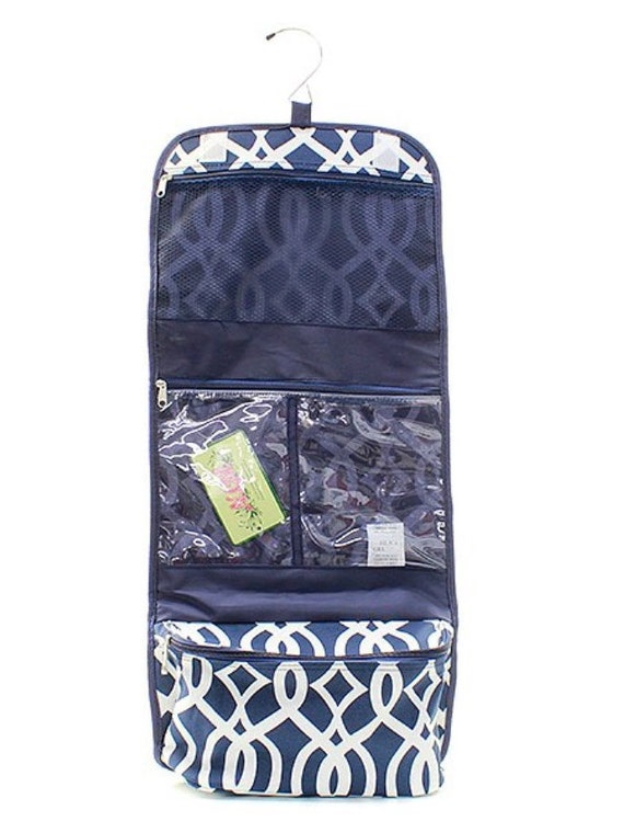 Monogrammed Hanging Roll Up Cosmetic Bag Embroidered Hanging