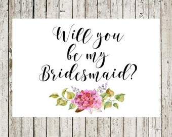 Will You Be My Bridesmaid Printable, Wedding Card, Calligraphy Printable, DIY Wedding, Bridal Proposal, Digital Download