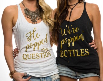 Bachelorette Party Shirts. Bridal Party Tank Top. Bride Shirt Gold.