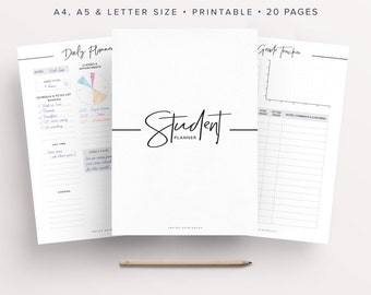 Student Planner, Study Planner, School Planner, Back to School, College Planner, High School Planner, Academic Planner, Printable