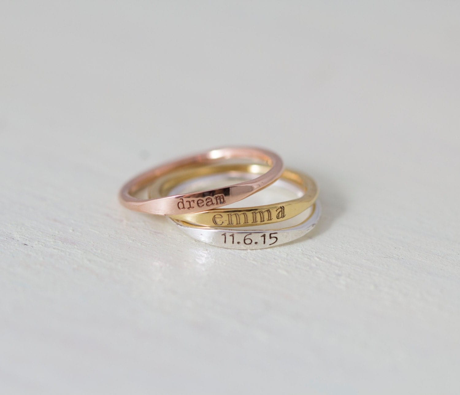 20% OFF Dainty Engraved Name Ring Stackable Rings