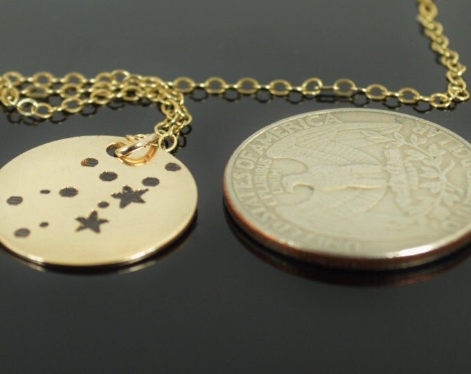 14k Gold Filled Virgo Necklace, Gold Virgo Necklace, Gold filled, Virgo Constellation, Virgo Jewelry, Zodiac Necklace, Zodiac, Virgo Pendant