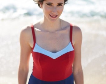 Design One Piece Swimsuit,Red Swim Suit One Piece Bathing Suit Flattering Design.