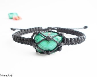 Malachite bracelet, macrame bracelet, Malachite jewelry, festival bracelet, festival jewelry, burning man bracelet, festival style