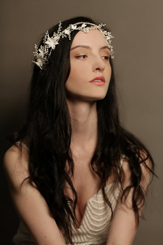 FLORENCE | Floral Wedding Headband, Bohemian Bridal Headpiece, Wedding Halo, Bridal Hair Accessories, Bridal Hair Wreath,