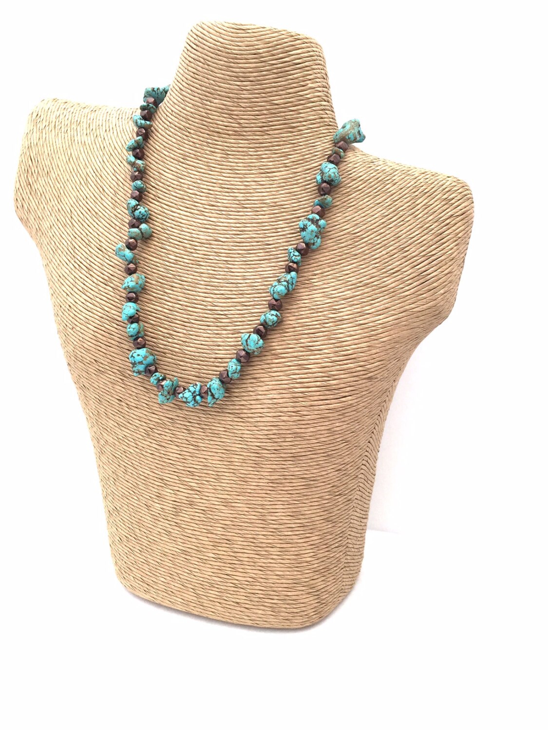 Turquoise Necklace Green Nugget Necklace By Therusticbohochic