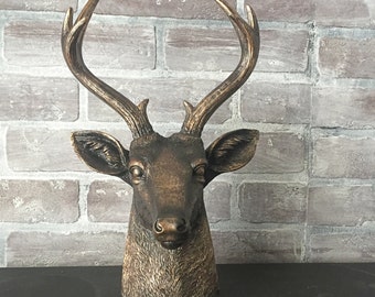 ANY COLOR Deer Head Bust Statue // Faux Taxidermy // Jewelry Hanger // Antler Decor // Bronze Stag Head // Wedding Centerpiece // Woodland