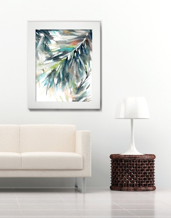 Watercolor Print Abstract Palm Leaves by CanotStopPrints on Etsy
