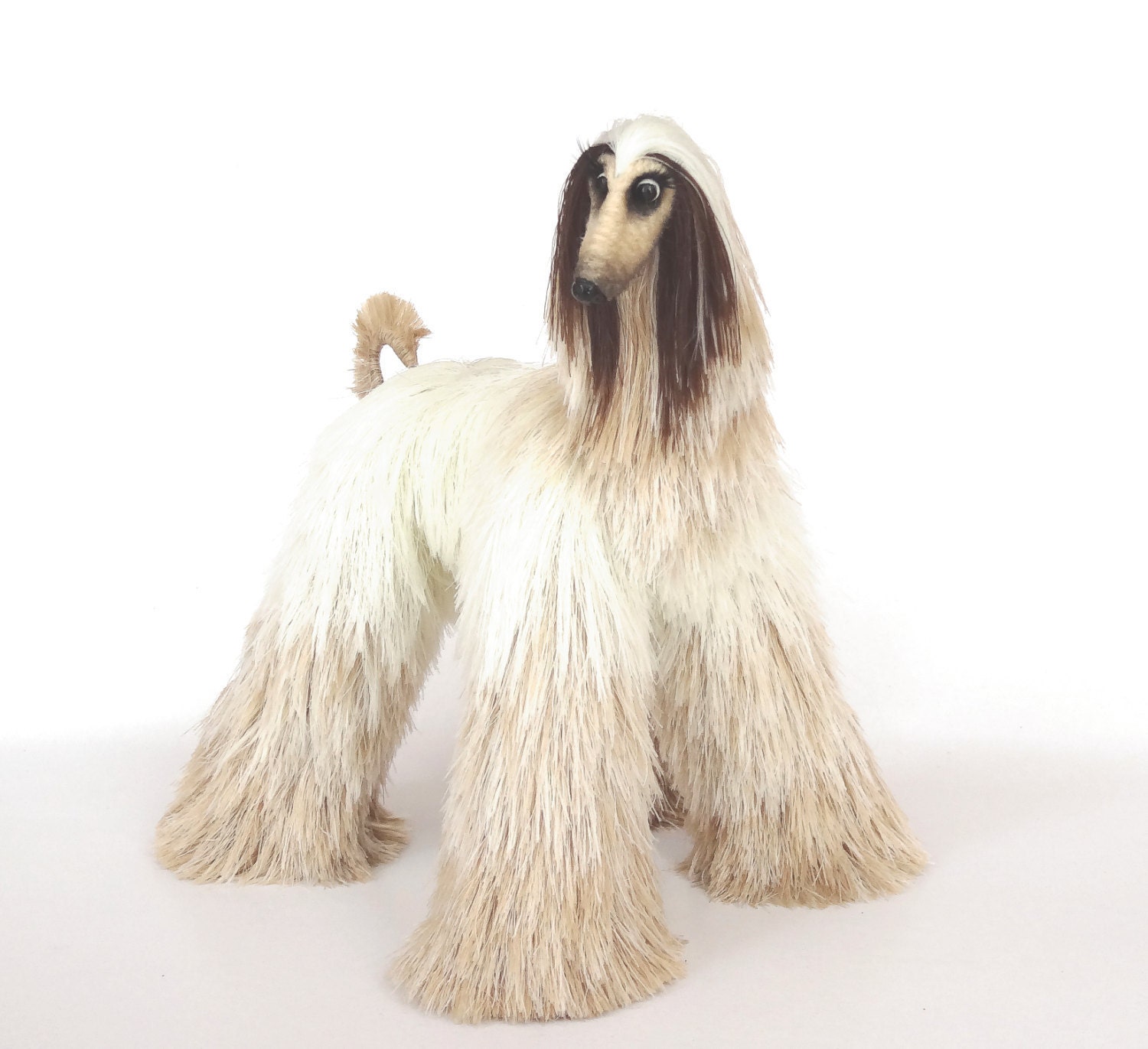 miniature dog cute plush toy blonde Afghan Hound dog