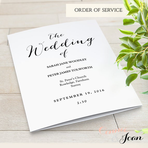 Folded Wedding Program Template Modern. Sweet Bomb. Edit