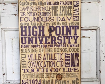 High Point University Print on Wood Sign, High Point North Carolina Sign, High Point University Decor, HPU Founders Day, HPU Panthers