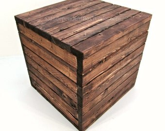 Made to Order: 12 Inch Storage Cube - Rustic Wooden Crate with Lid - Keepsake Box, Memory Box - Country Card Box - Farmhouse Storage Box