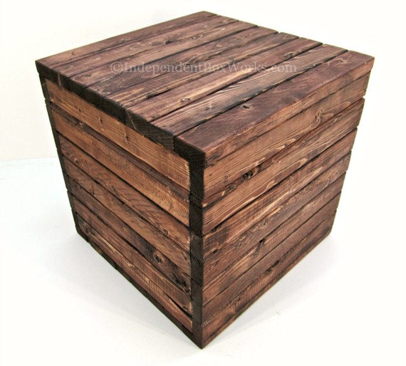 Made to Order 12 Inch Storage Cube Rustic Wooden Crate with