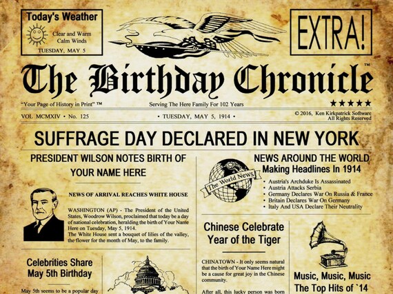 MAIL The Birthday Chronicle 8.5x11 or 11x14 by GombitaEnterprises
