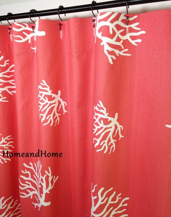 Custom Fabric Shower Curtain 72 x 84 Coral Coral White Extra