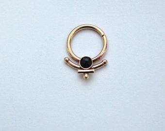 Gold Nipple Ring, Nipple jewelry 14g, 3mm Onyx Nipple piercing 14 gauge, Septum piercing, Onyx Septum ring 14g, Helix earring