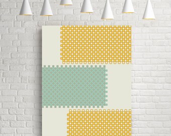 Mosaic wall art, abstract geometric art prints, mid century modern minimalist print, wall decor art print, original art prints duck egg blue