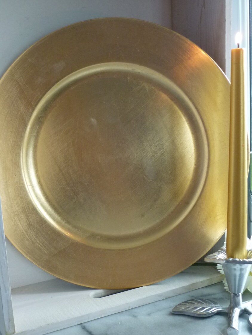 Set of 6 33cm Gold Charger Plates decorative underplates